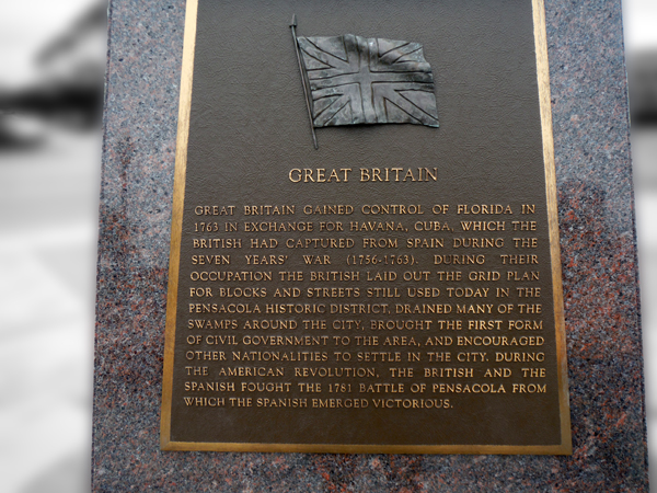 sign on the Memorial Monument honoring Great Britain